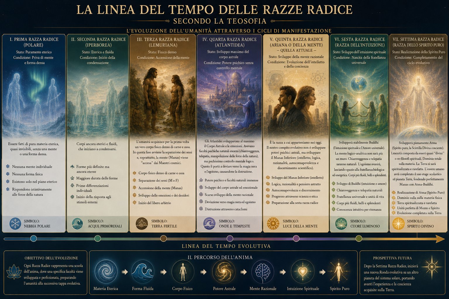 La Linea del Tempo delle Razze Radice secondo la Teosofia - evoluzione dell'umanità